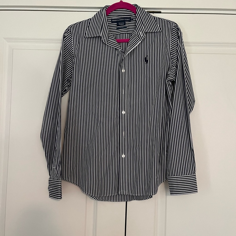 Polo Ralph Lauren Sport - striped button down. EUC. Size 8.
